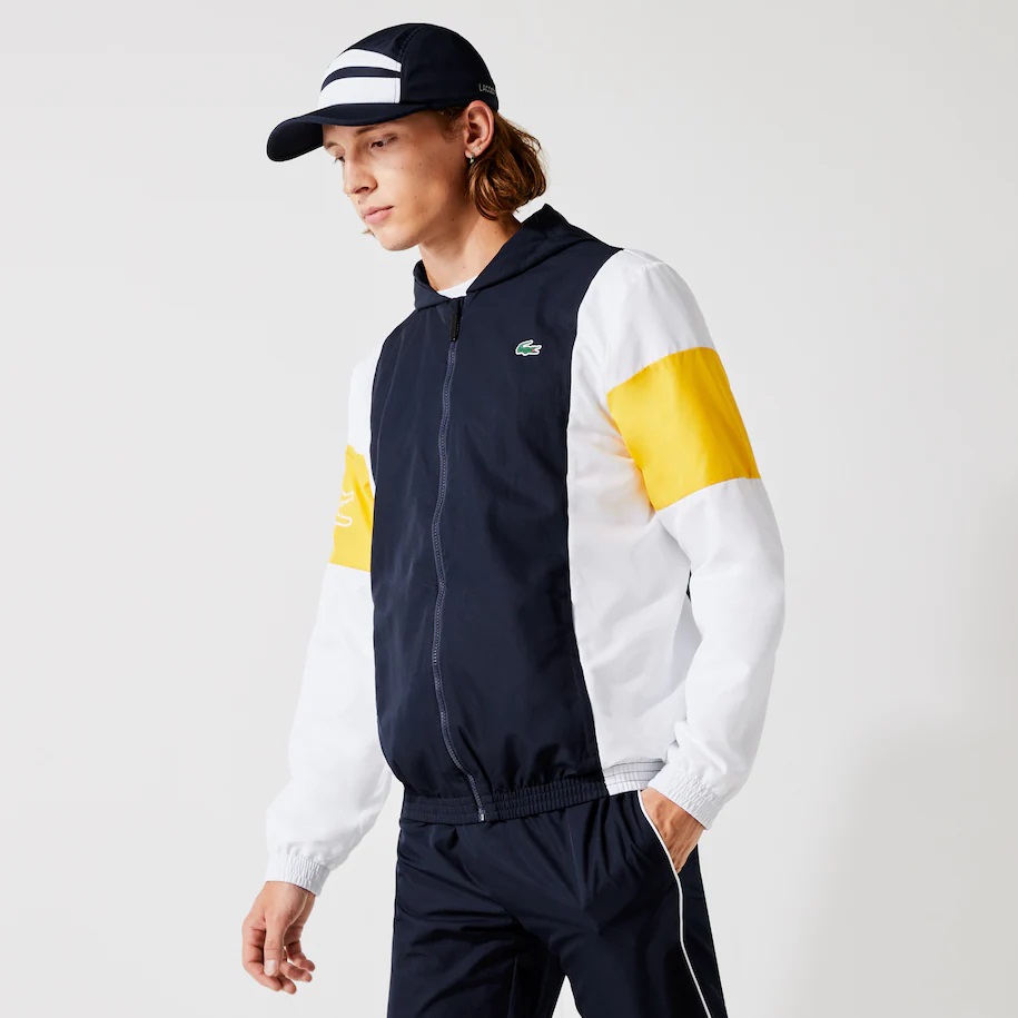 Veste zippée Lacoste SPORT color-block à capuche Bleu Marine/Blanc/Jaune/Blanc