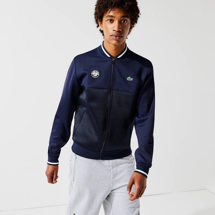 Veste zippée Lacoste SPORT Édition Roland Garros Bleu Marine/Blanc