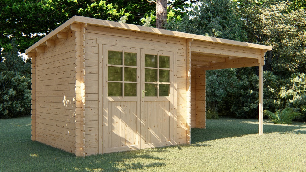 Abri de jardin en bois de pin AR528F 6,15 m² Ep. 28 mm