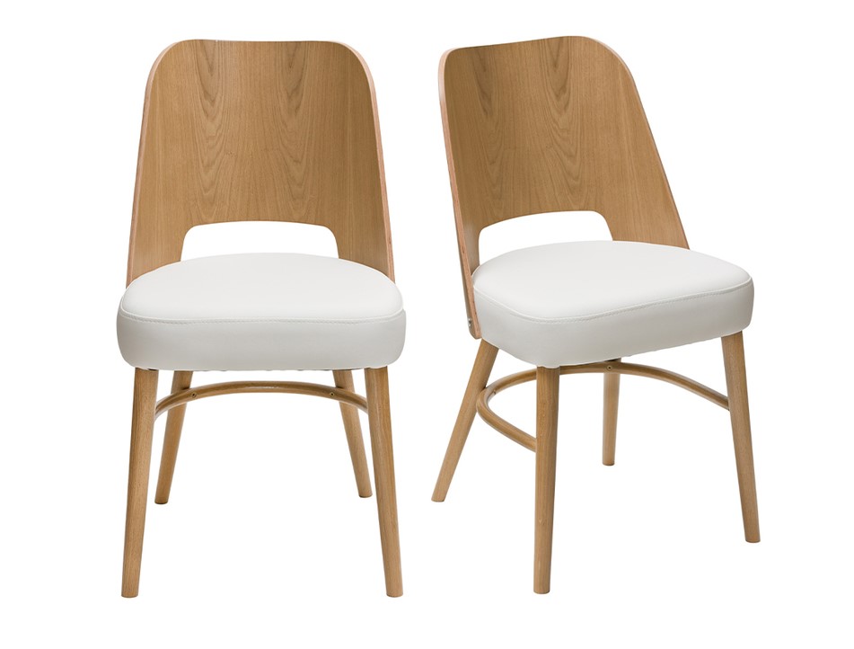 Chaises EDITO bois chêne et assises blanches (lot de 2)
