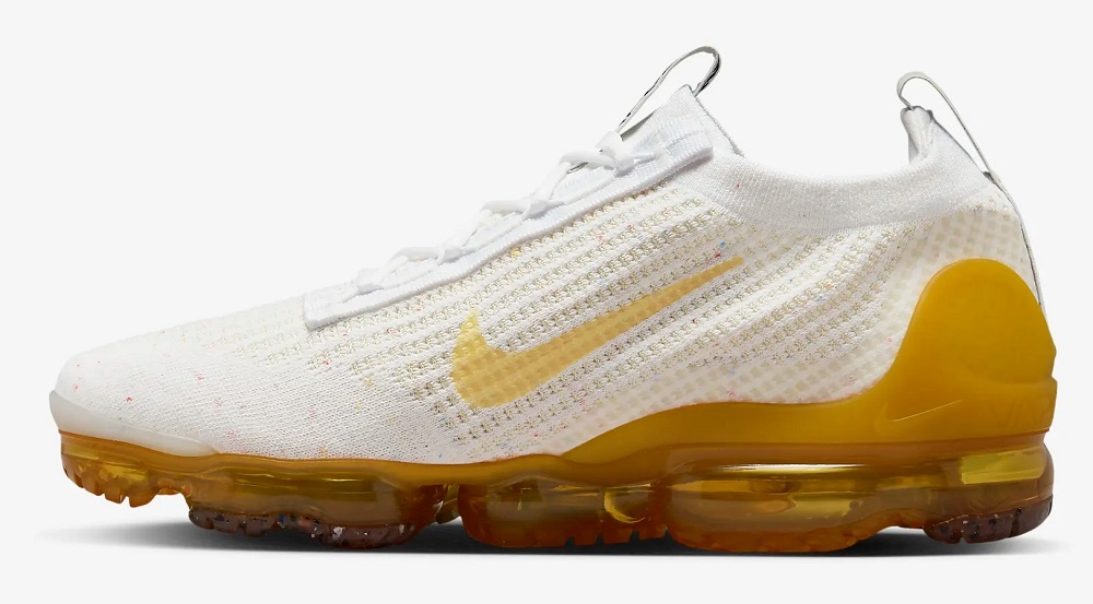 Nike Air VaporMax 2021 Flyknit SE Baskets Basses Blanc/Blanc sommet/Jaune ocre/Citron délavé