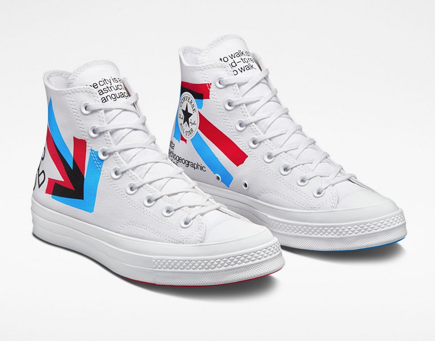 Converse x Patta x Experimental Jetset Chuck 70 Baskets Montantes Unisexe Blanc/Rouge Feu/Bleu Diva