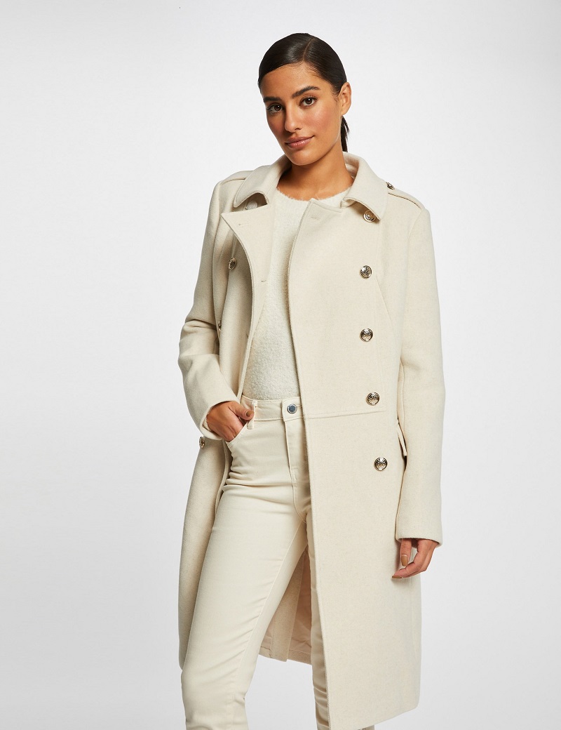 manteau beige blanc