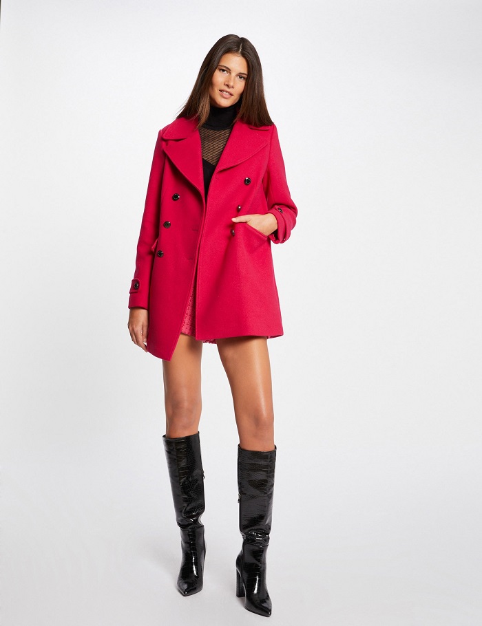 manteau femme framboise