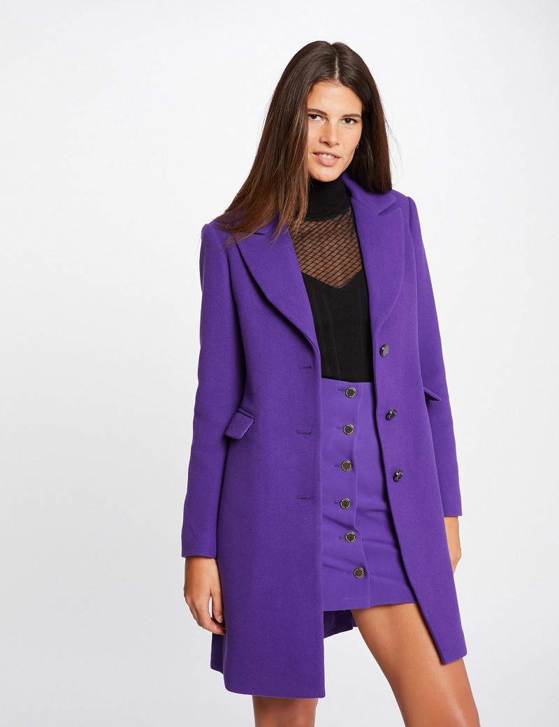 Manteau droit boutonné GSAFA MORGAN violet