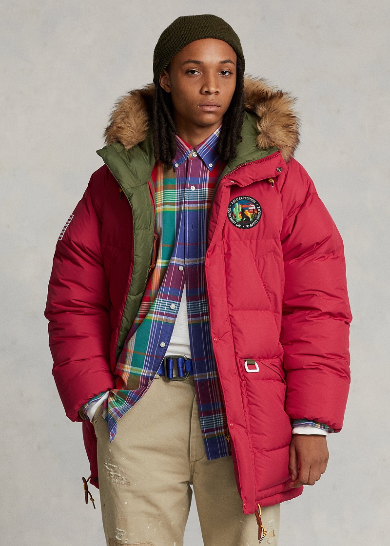 Polo Ralph Lauren Parka en duvet réversible Rouge/Sauge foncé