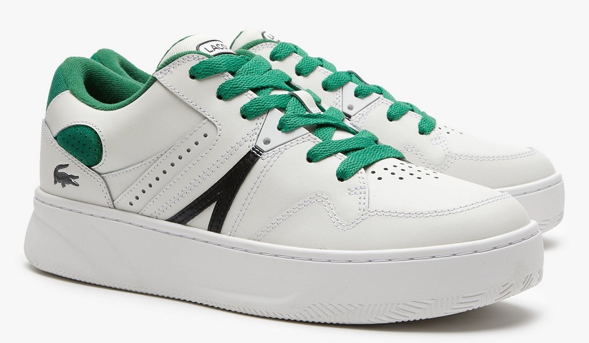 Sneakers L005 Lacoste en cuir avec détail coloré Blanc/Vert pour Homme
