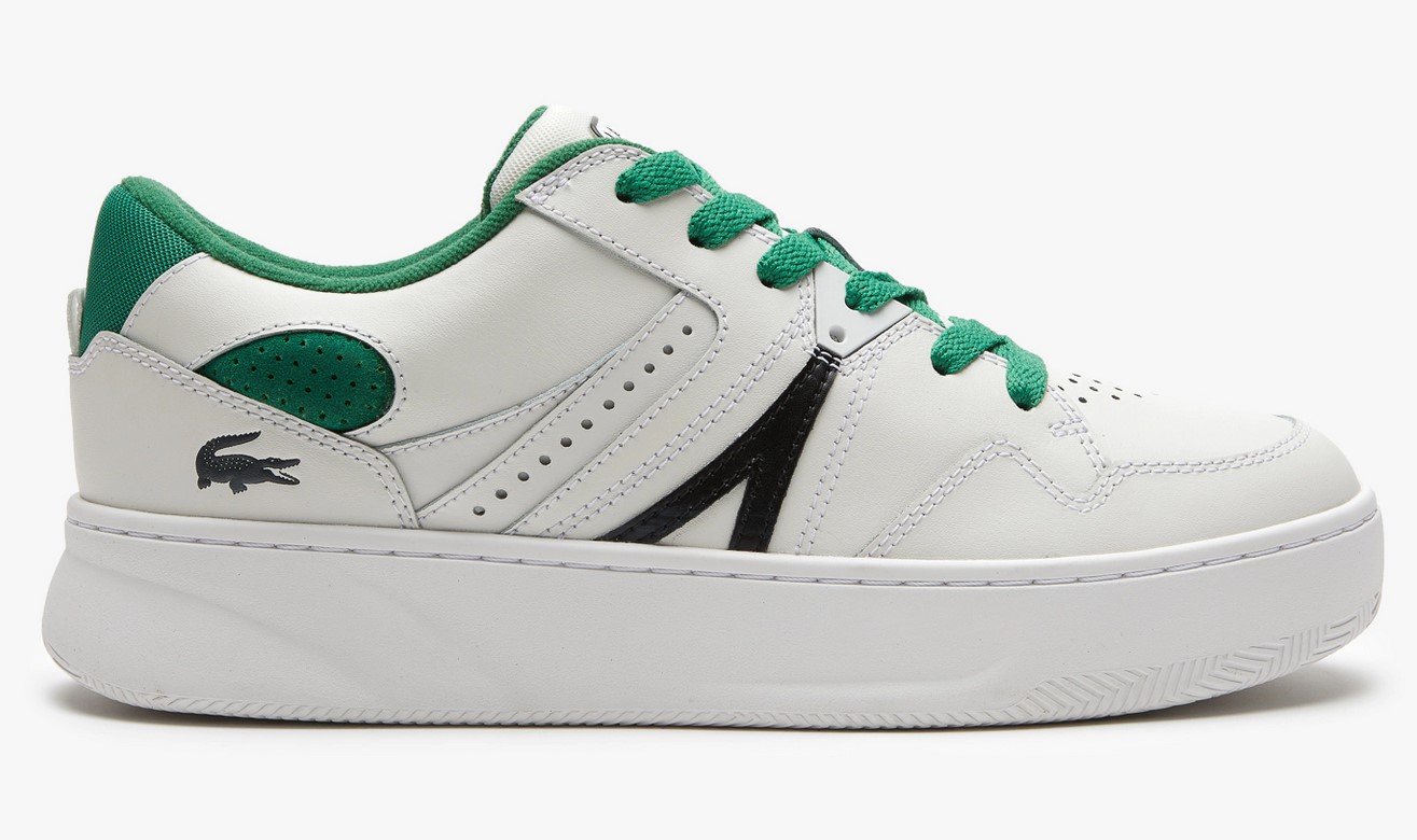 Sneakers L005 Lacoste en cuir avec détail coloré Blanc/Vert