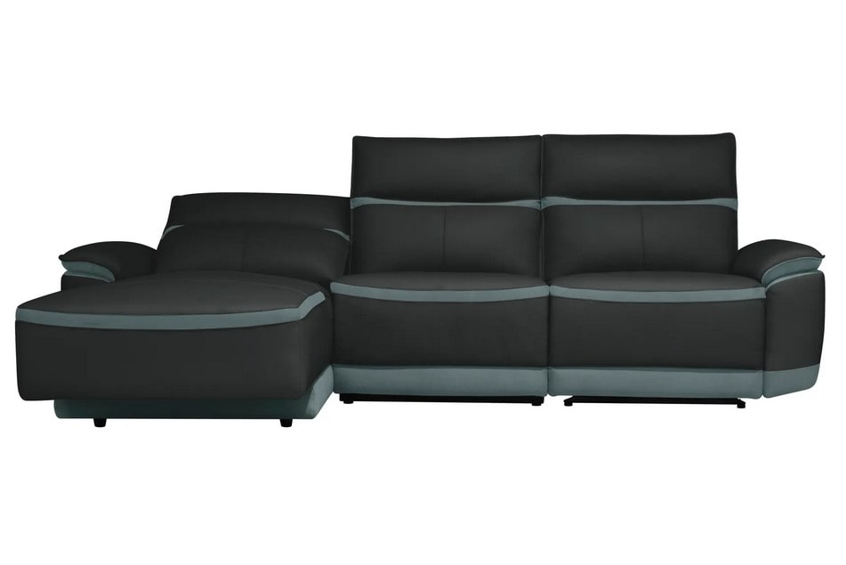 Canapé d'angle gauche relax DOUGLAS cuir/tissu gris