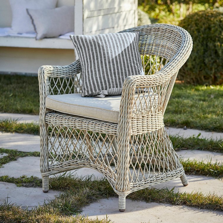 Fauteuil LÉZARDRIEUX Tressage Rotin synthétique beige/gris - Fauteuil de Jardin Loberon