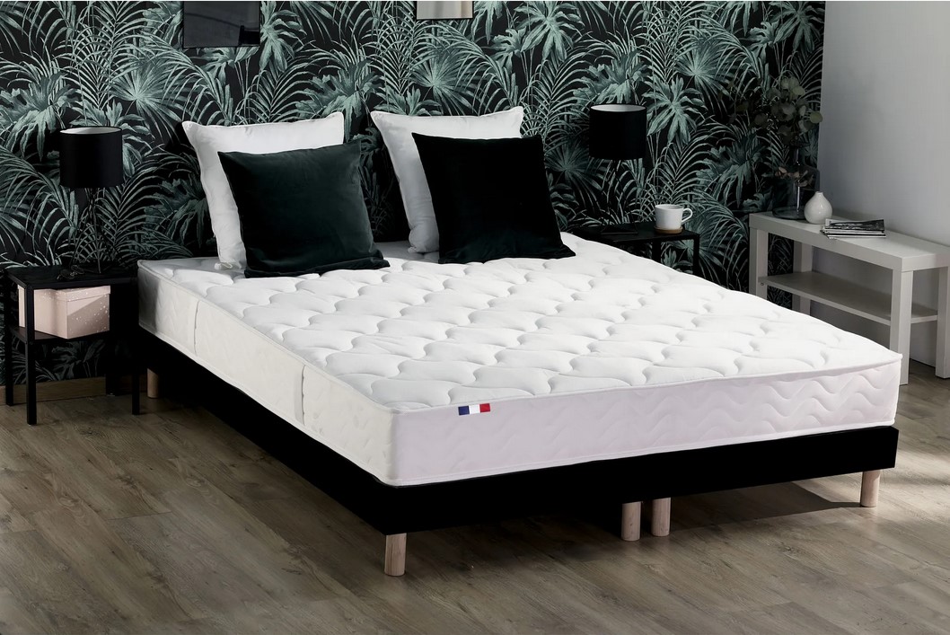 Pack matelas ressorts EVASIA 160x200 cm  ép.19 cm + sommier + oreillers + couette