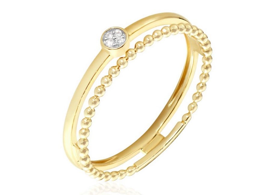 Bague Pearly Effect Or Jaune Diamant - Bague Femme Histoire d'Or