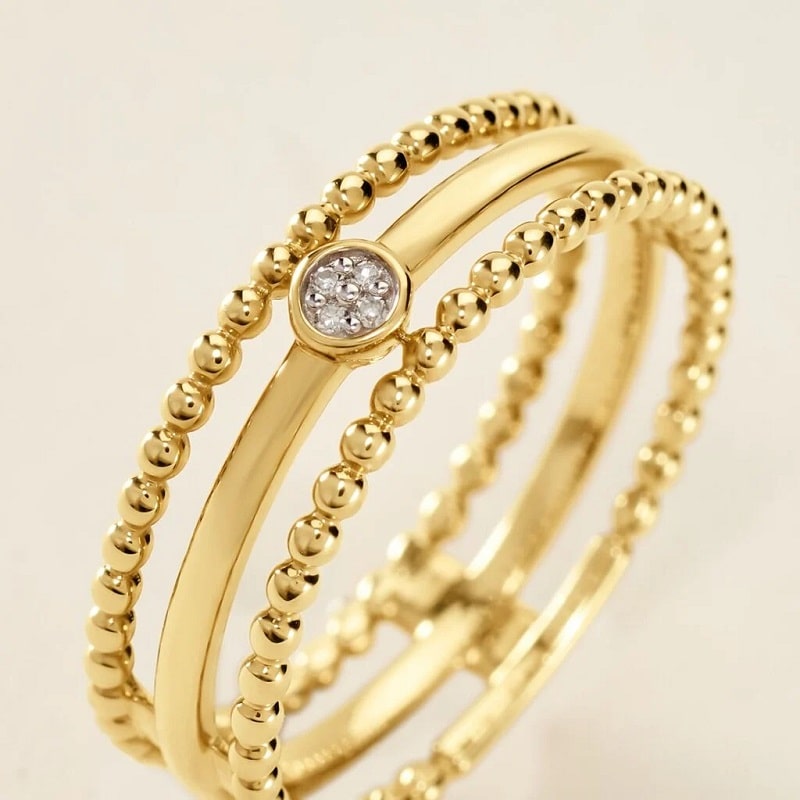 Bague Pearly Effect Or Jaune Diamant
