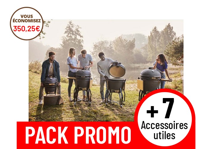 Barbecue Kamado Grill GURU Large sur chariot et ses 7 accessoires pas cher - Barbecue & Co