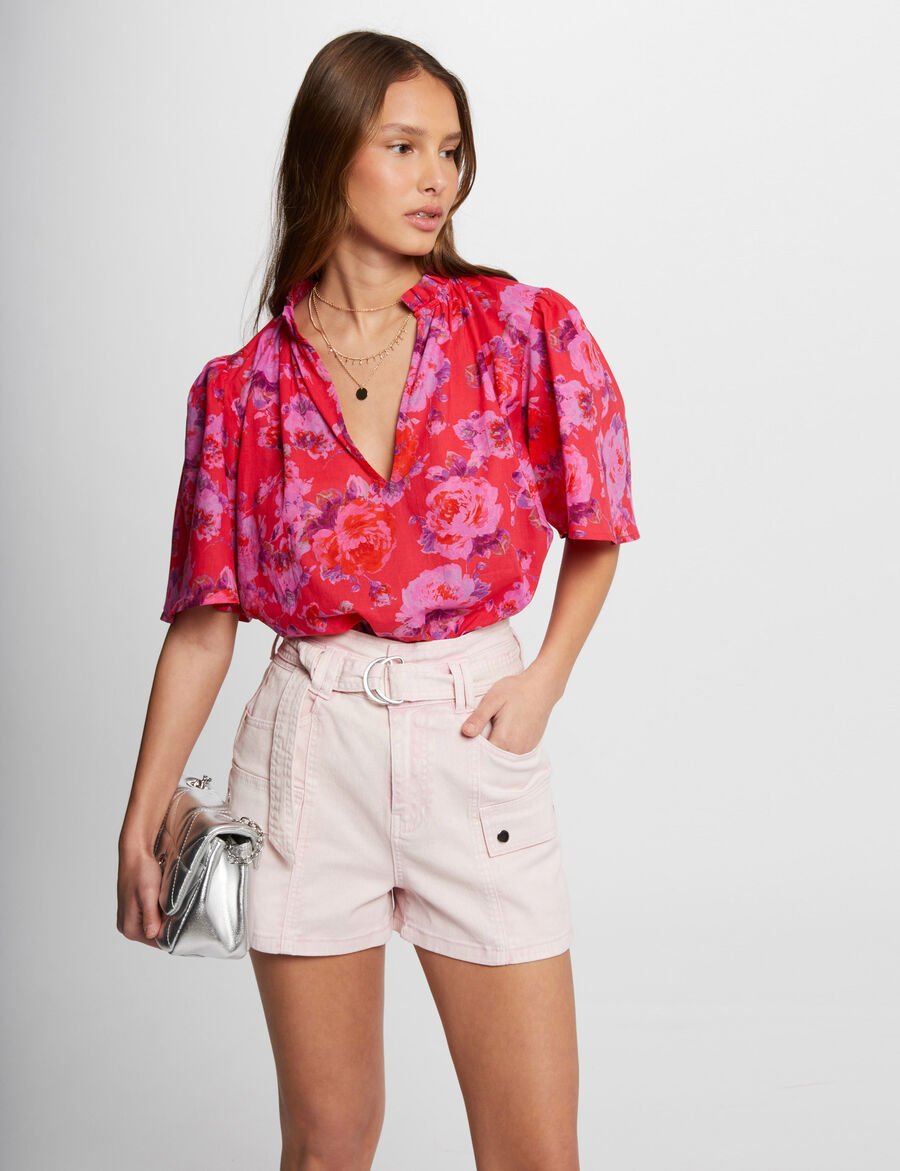 Blouse col en V OMELO Morgan imprimée multico - Blouse Femme Morgan