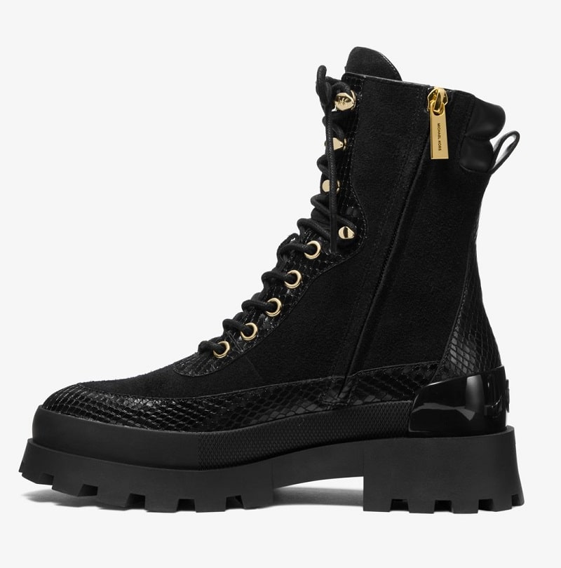 MICHAEL Michael Kors Bottes ROWAN en daim et cuir effet serpent en relief Noir