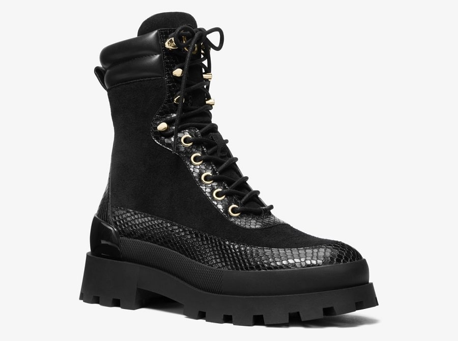 MICHAEL Michael Kors Bottes ROWAN en daim et cuir effet serpent en relief Noir