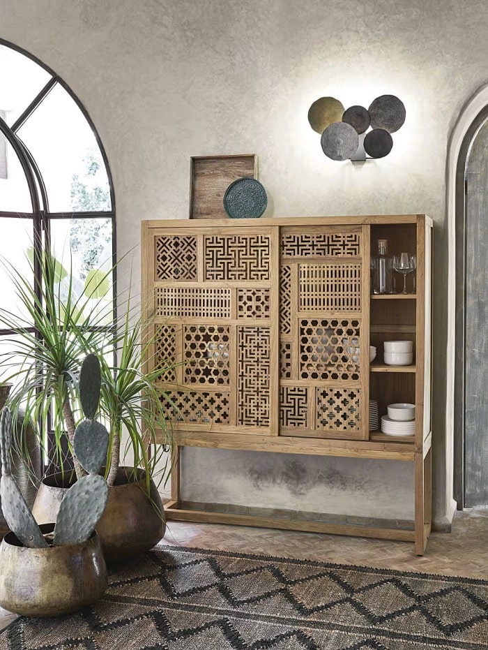 Buffet ajouré KASBAH 2 portes en teck - Maisons du Monde