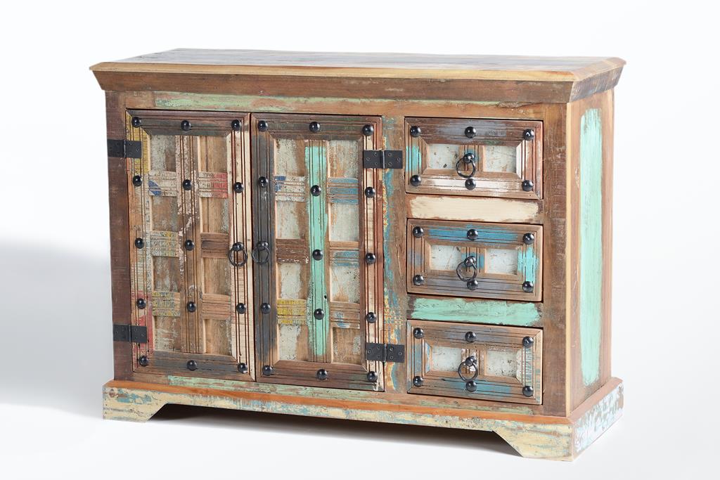 Buffet en bois recyclé et détails métalliques multicolores - Maisons du Monde