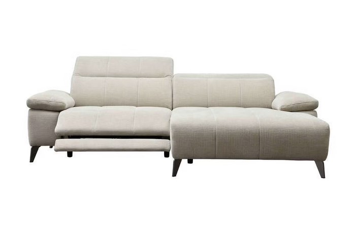 Canapé d'angle relax électrique LANGDON 4 places coloris beige - Conforama