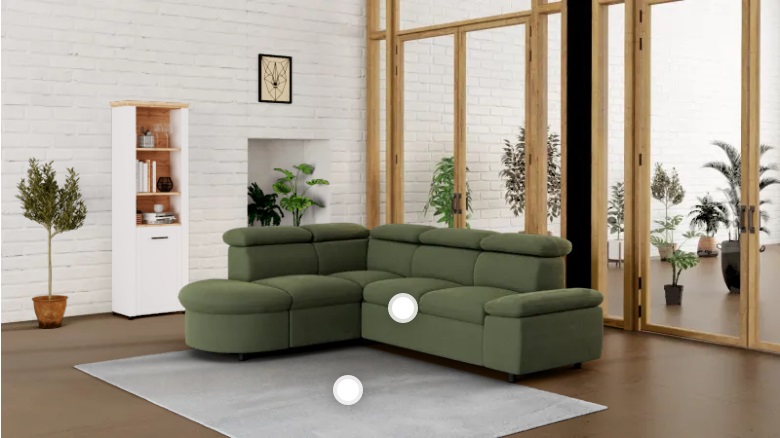 Canapé d'angle convertible FIRENZE 4 places coloris vert - Conforama