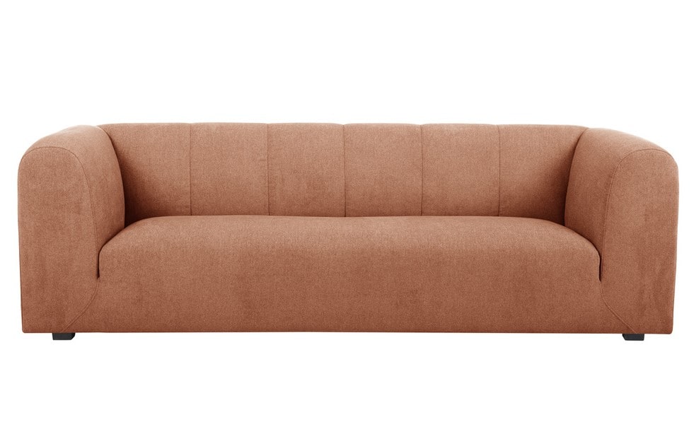 Canapé design OLIVEIRO 3-4 places en tissu effet velours terracotta