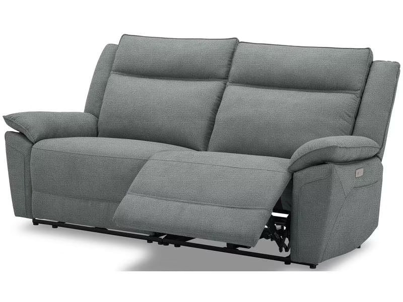 Canapé droit relax électrique BRONN 3 places coloris gris - Conforama