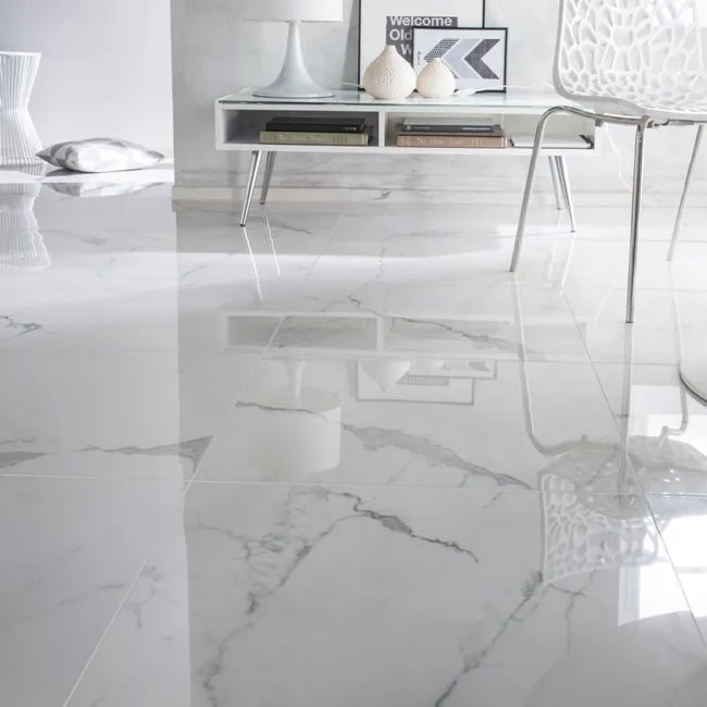 Carrelage sol / mur effet marbre blanc RIMINI CERIM INSPIRED +39 l.60 x L.60 cm