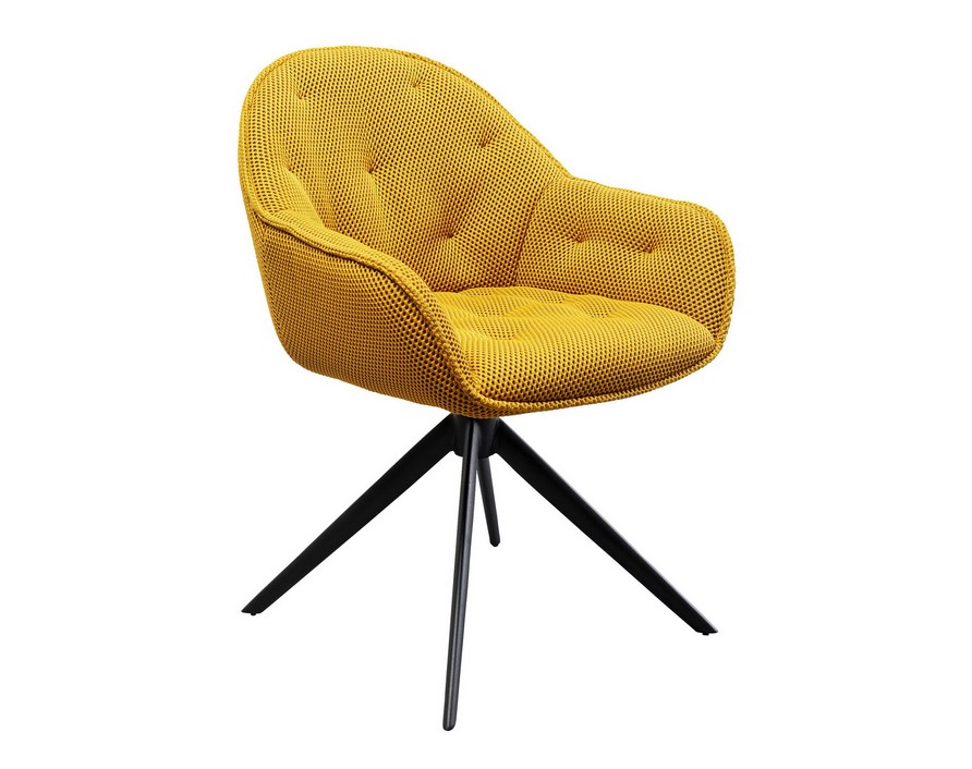 Chaise CARLITO MESH avec accoudoirs pivotante jaune - Chaises Kare Design