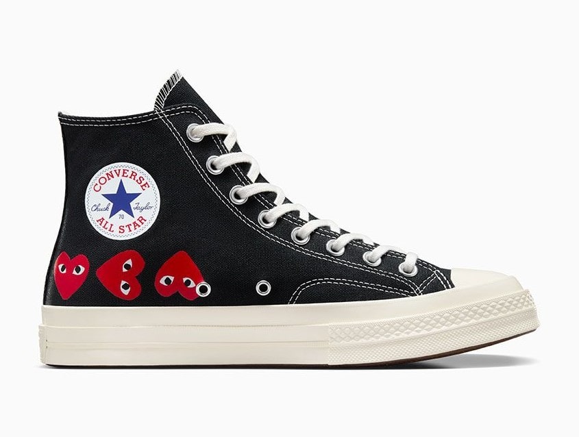 Converse x Comme des Garçons PLAY Chuck 70 Multi Heart Unisexe Baskets Montantes Noir/Rouge haut risque/Écru