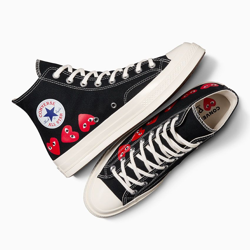 Converse x Comme des Garçons PLAY Chuck 70 Multi Heart Unisexe Baskets Montantes Noir/Rouge haut risque/Écru