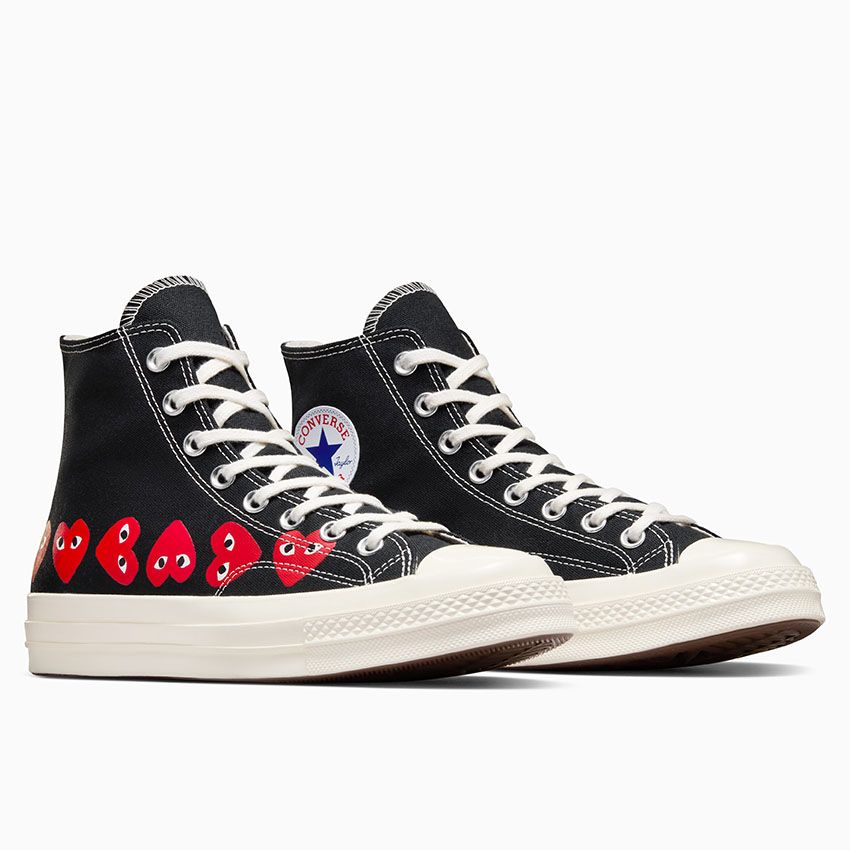 Converse x Comme des Garçons PLAY Chuck 70 Multi Heart Unisexe Baskets Montantes Noir/Rouge haut risque/Écru