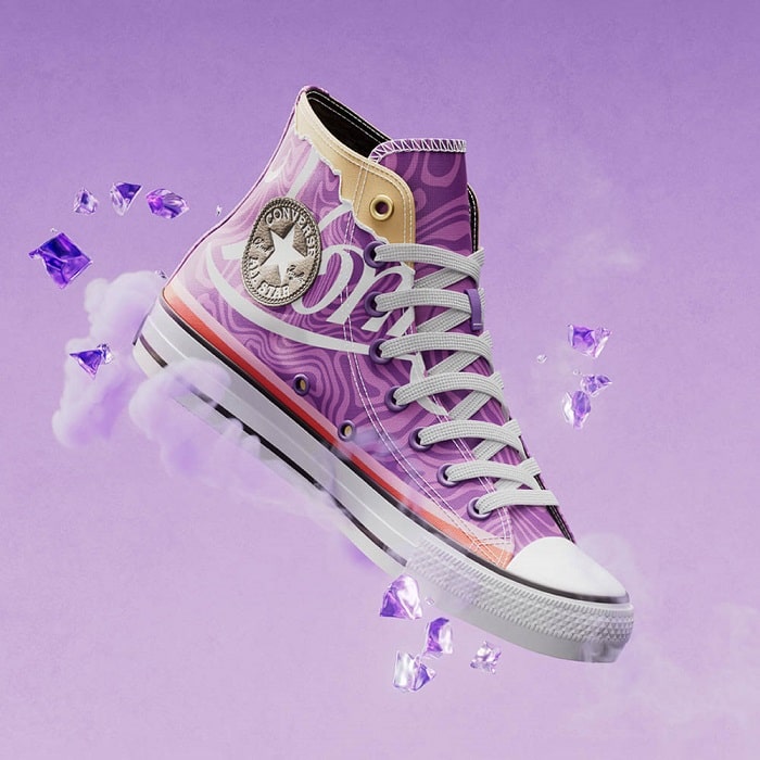 Converse x Wonka Chuck Taylor All Star Swirl Unisexe Baskets Montantes Violet pixel/Blanc/Noir