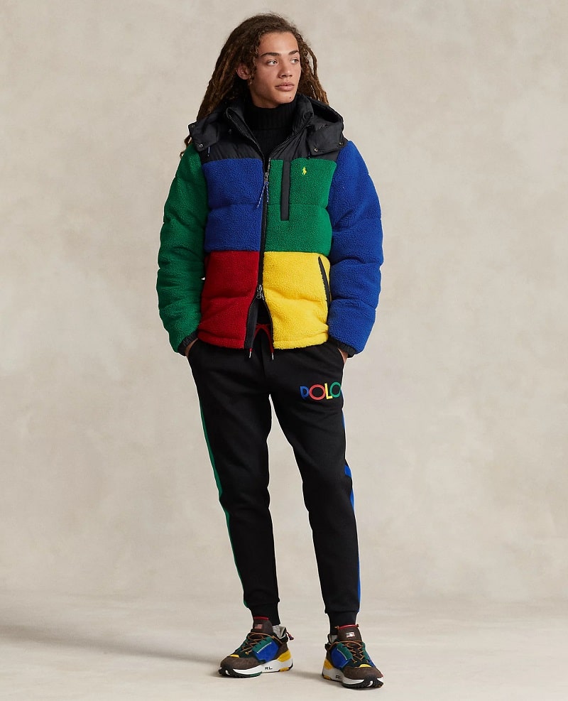 Polo Ralph Lauren Doudoune Color-block en sherpa Rouge Multi