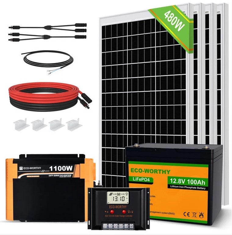 ECO-WORTHY Kit complet de panneau solaire 480W 12V