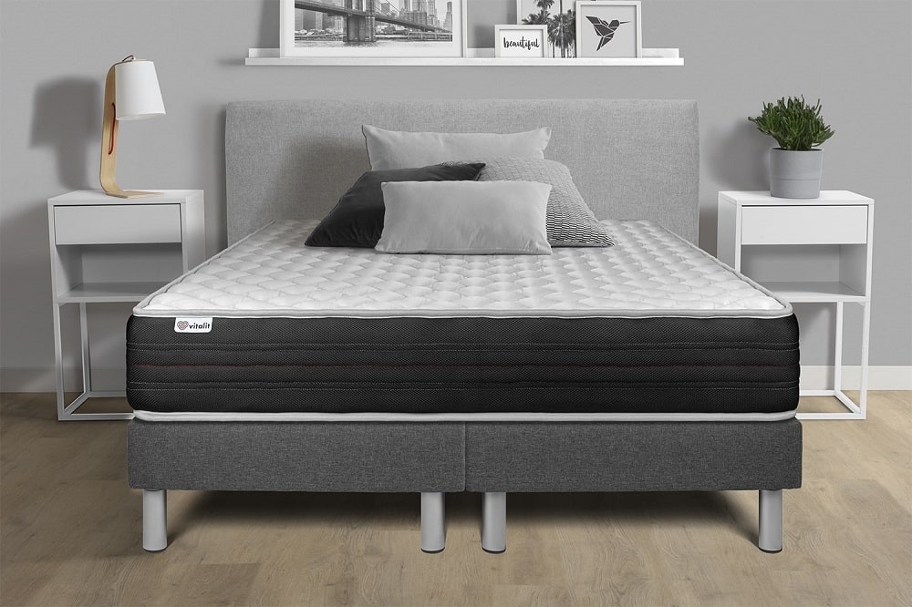 Ensemble matelas VITALMEMO ONE 200x200 cm Mousse polyuréthane à mémoire de forme 24 cm