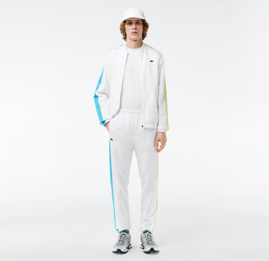 Ensemble survêtement Tennis Sportsuit Homme Lacoste color-block Blanc/Bleu/Jaune