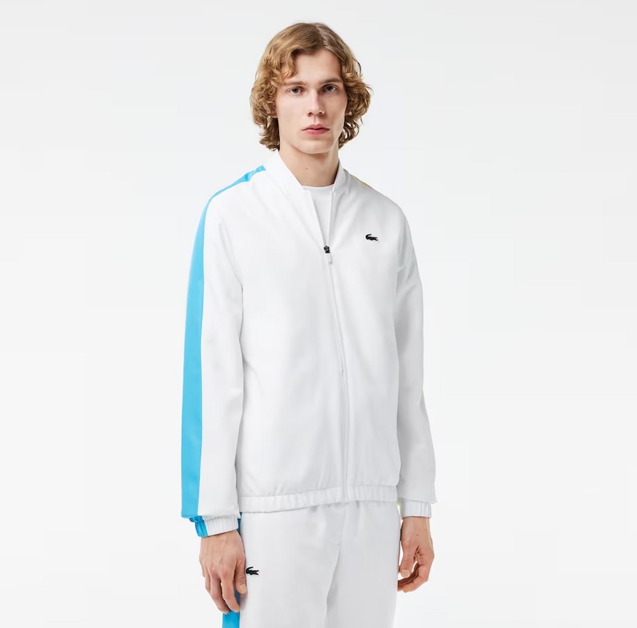 Ensemble survêtement Tennis Sportsuit Homme Lacoste color-block Blanc/Bleu/Jaune