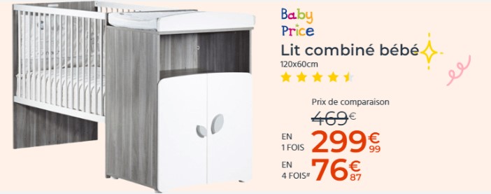 Lit combiné Evolutif Babyprice LEAF 120x60cm pas cher - Lit Bébé Cdiscount