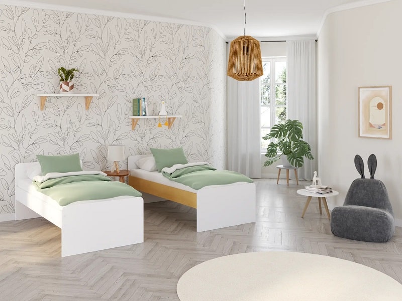 Lits superposés SULLY et séparables blanc et bois clair - Maisons du Monde