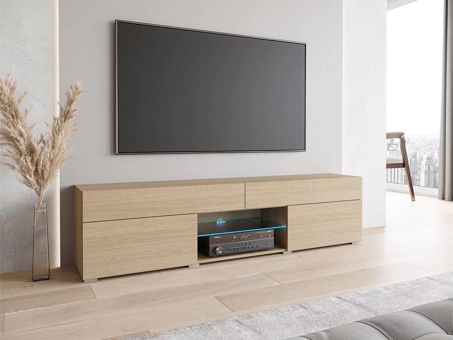 Meuble TV Sarasota 134 Chêne avec LED - Mobilier1