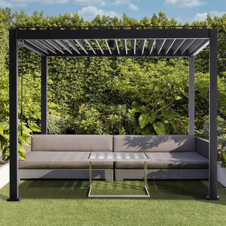 Pergola bioclimatique TRIOMPHE 300x400cm gris anthracite – Pergola Maisons du Monde