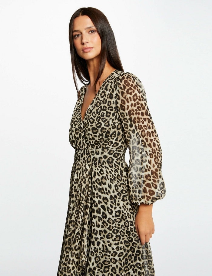 Robe midi portefeuille RIZO Morgan imprimé léopard multico - Robe Femme Morgan