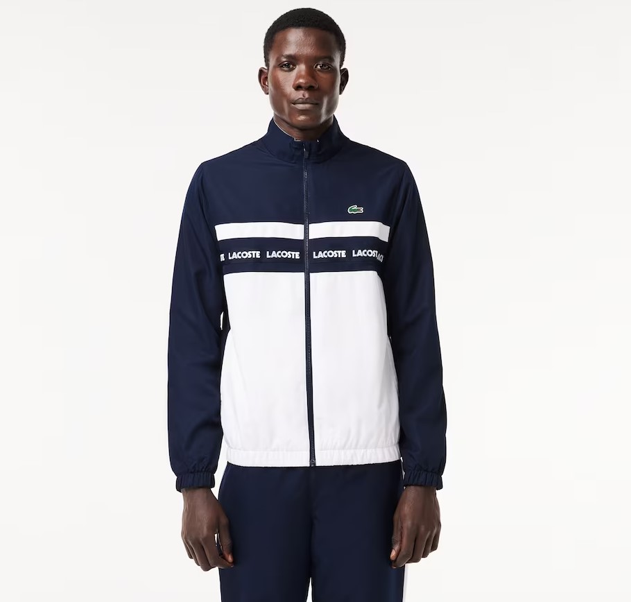 Survêtement Tennis Sportsuit Homme Lacoste avec bande siglée Bleu Marine/ Blanc