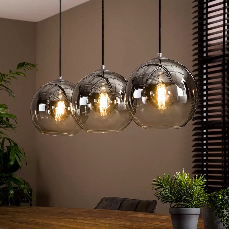 Suspension ALLESSANDRA abat-jour verre 3 lampes pas cher - Suspension Luminaire