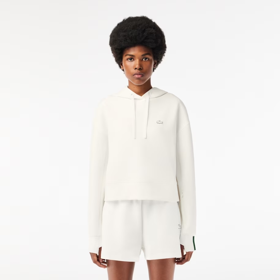 Sweatshirt à capuche JOGGER Femme Lacoste avec passe-pouce Blanc
