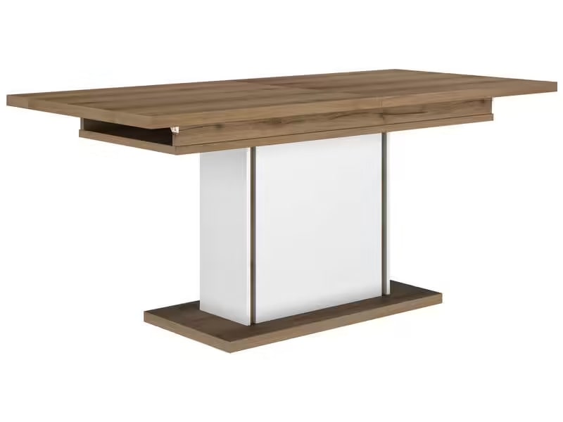 Table OTELLO 160 cm avec allonge blanc/imitation chêne Helvezia