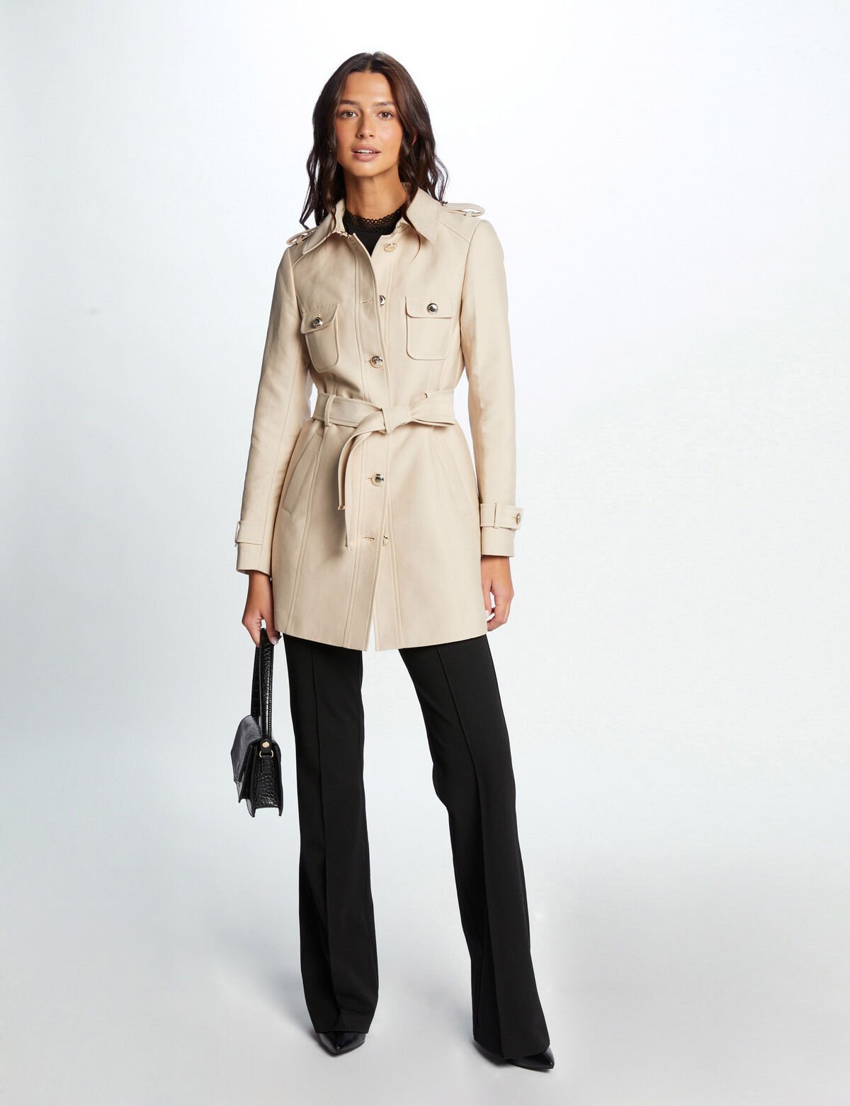 Trench droit ceinturé GOLIAM Morgan beige - Trench Femme Morgan