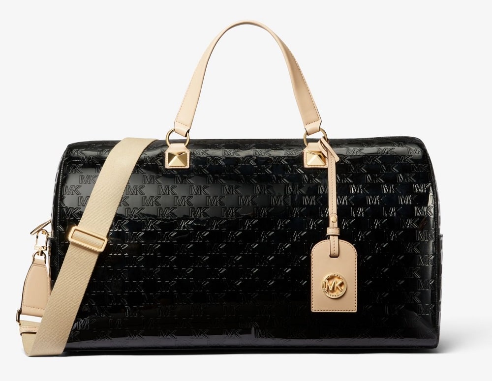 MICHAEL Michael Kors Très grand sac de week-end Grayson verni à logo en relief Noir