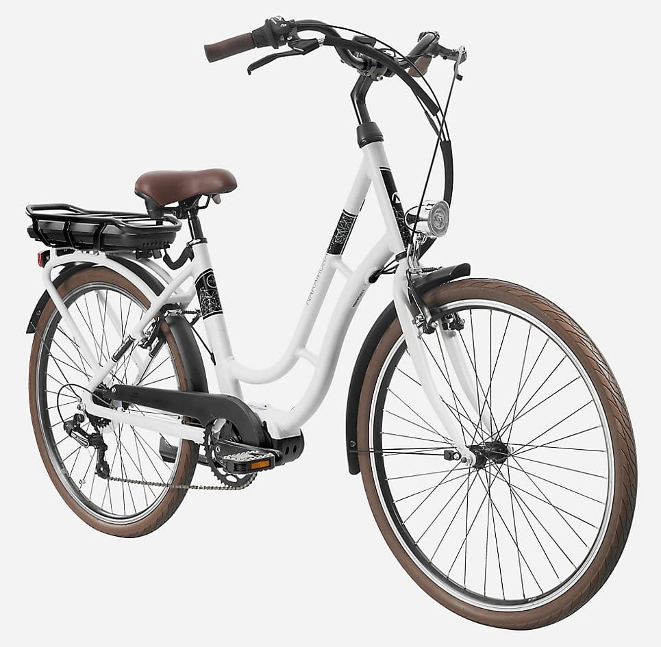 Vélo de ville électrique E-City 110 BLANC 25 km/h autonomie de 40 à 60 km